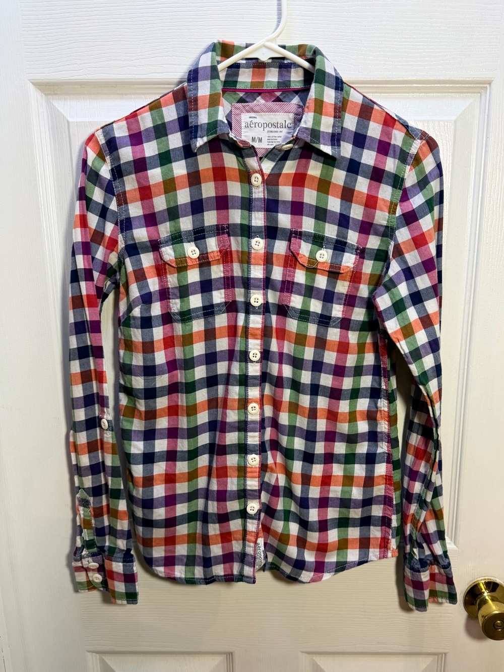 Aeropostale Women's Multicolor Plaid Button-Down Shirt